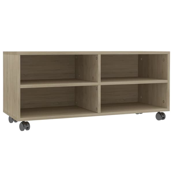 Tv-bänk med hjul sonoma ek 90x35x35 cm konstruerat trä