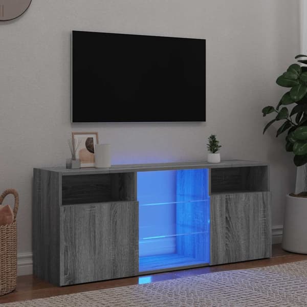 TV-bänk med LED-belysning grå sonama 120x30x50 cm
