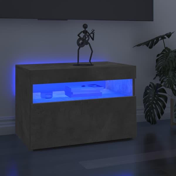 TV-bänk med LED-belysning betonggrå 60x35x40 cm