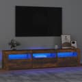 Miniatyrbild 1 av 2: Tv-bänk med LED-belysning rökfärgad ek 180x35x40 cm