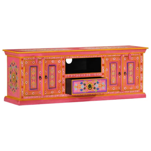 Tv-bänk rosa 110x30x40 cm massivt mangoträ