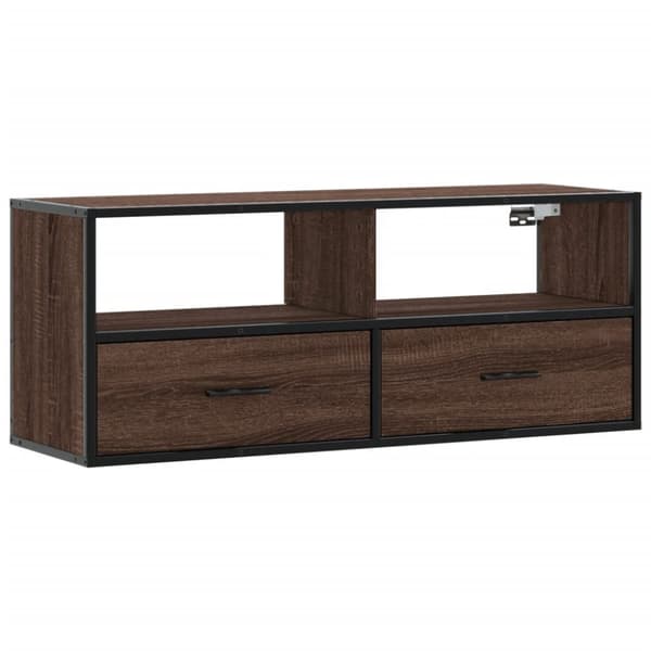 Tv-bänk brun ek 100x31x39,5 cm konstruerat trä och metall