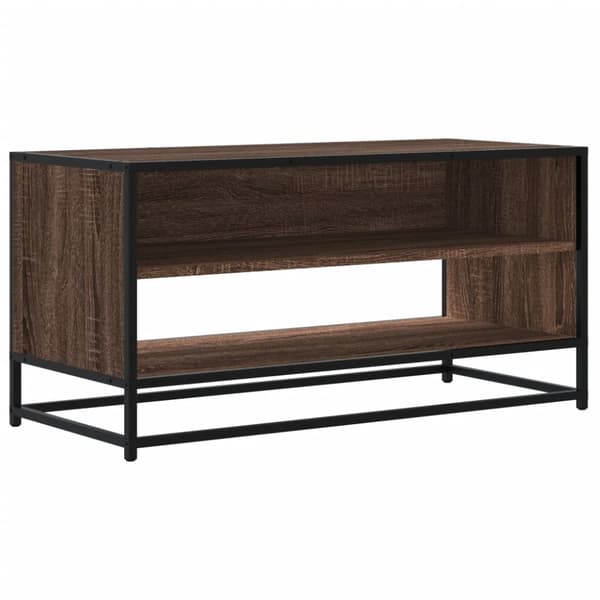 Tv-bänk brun ek 91x40x46 cm konstruerat trä och metall