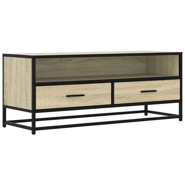 Tv-bänk sonoma-ek 100x34,5x40 cm konstruerat trä och metall