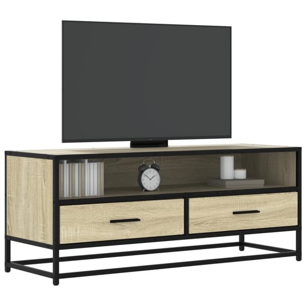 Tv-bänk sonoma-ek 100x34,5x40 cm konstruerat trä och metall