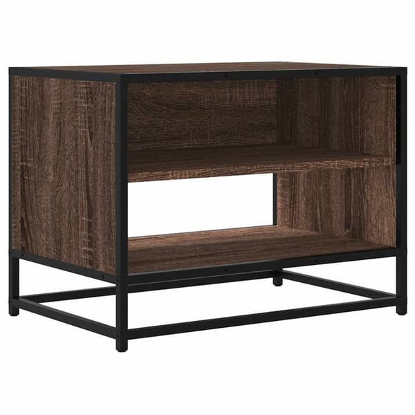 Tv-bänk brun ek 61x40x46 cm konstruerat trä och metall