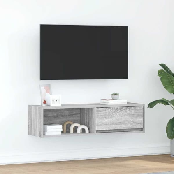 TV-bänk grå sonoma 100x31x25,5 cm konstruerat trä