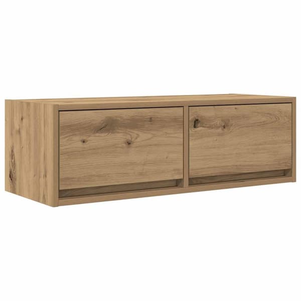 TV-bänk hantverksmässig ek 80x31x25,5 cm konstruerat trä