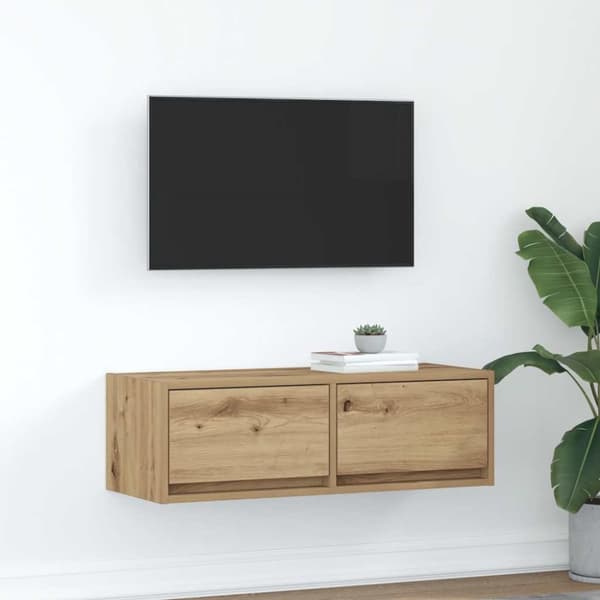 TV-bänk hantverksmässig ek 80x31x25,5 cm konstruerat trä