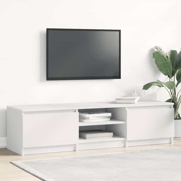 Tv-bänk vit 140x40x35,5 cm konstruerat trä