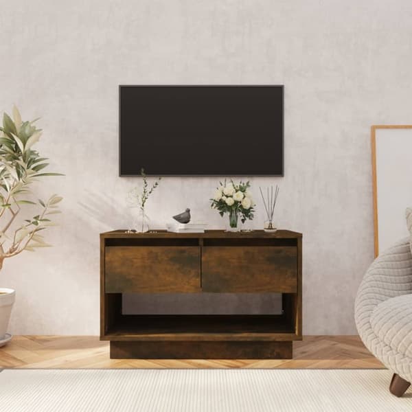 Tv-bänk rökfärgad ek 70x41x44 cm konstruerat trä