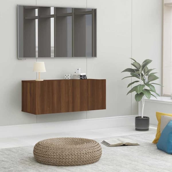 Tv-bänk brun ek 80x30x30 cm konstruerat trä