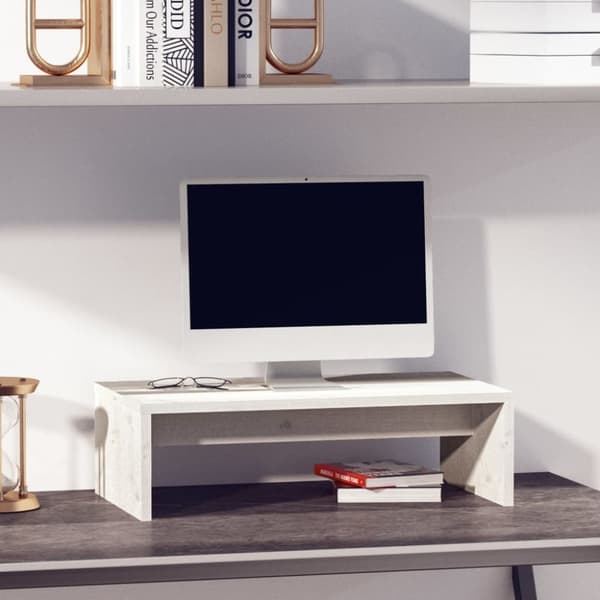 Skärmställ vit 50x27x15 cm massiv furu
