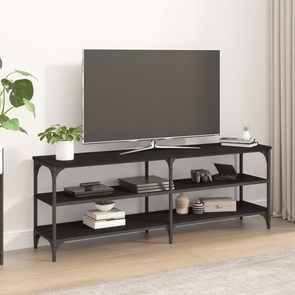 Tv-bänk svart 140x30x50 cm konstruerat trä