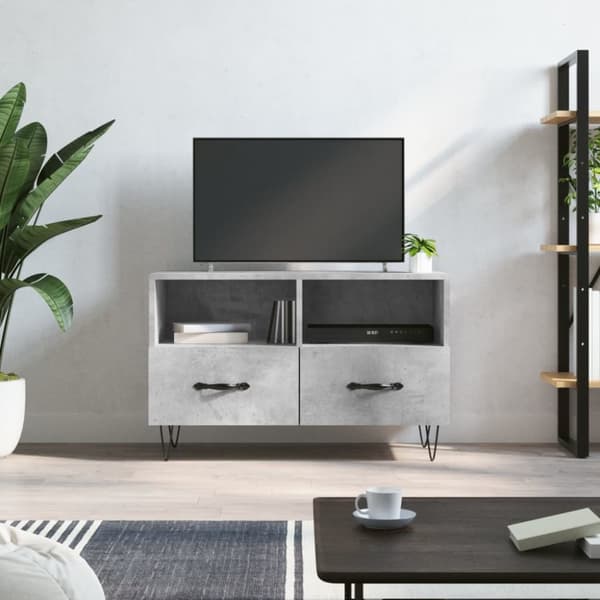 Tv-bänk betonggrå 80x36x50 cm konstruerat trä