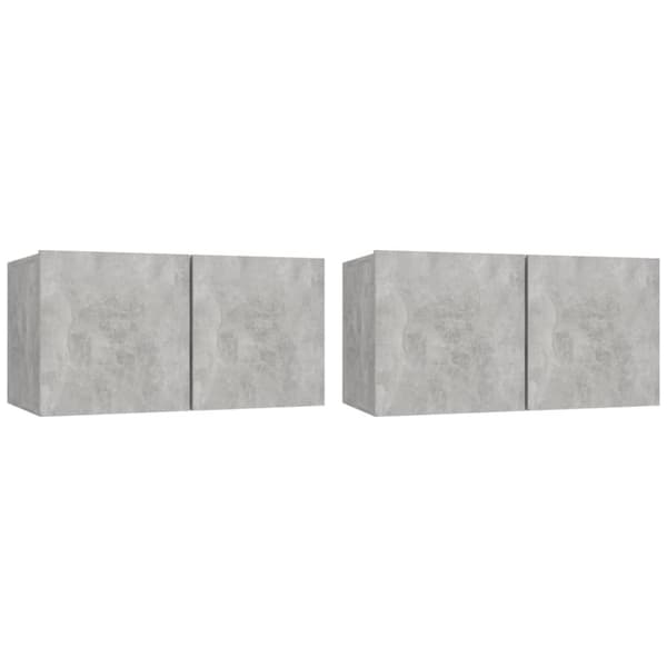 Hängande TV-skåp 2 st betonggrå 60x30x30 cm