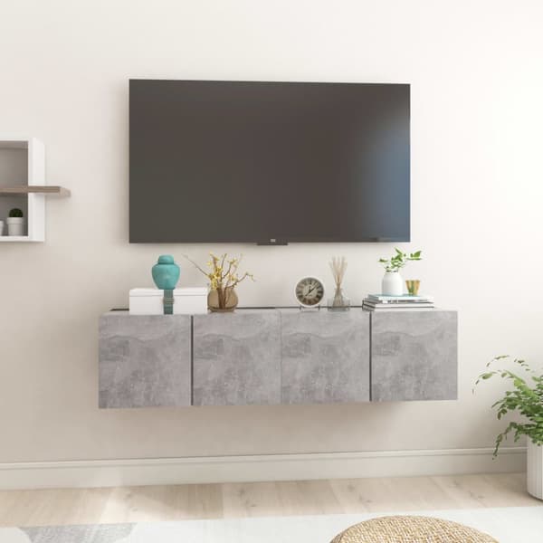 Hängande TV-skåp 2 st betonggrå 60x30x30 cm