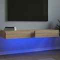 Miniatyrbild 1 av 2: Tv-bänkar med LED-belysning 2 st sonoma-ek 60x35x15,5 cm