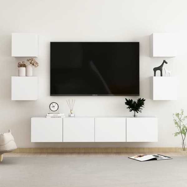 Tv-skåp 6 delar vit konstruerat trä