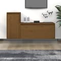 Miniatyrbild 1 av 2: Tv-bänk 2 st honungsbrun massiv furu