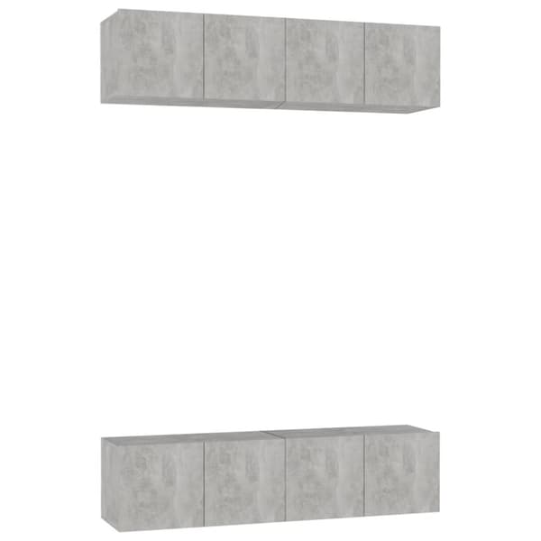 Tv-bänk set 4 st betonggrå 60x30x30 cm konstruerat trä