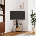 Miniatyrbild 1 av 2: Tv-bänk hörn 2 hyllor för 32-70 tum svart och silver