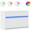 Miniatyrbild 2 av 2: Tv-bänk med LEDs vit 91x34x61 cm konstruerat trä
