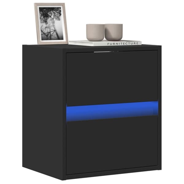 Väggmonterad tv-bänk LED svart 41x31x45 cm