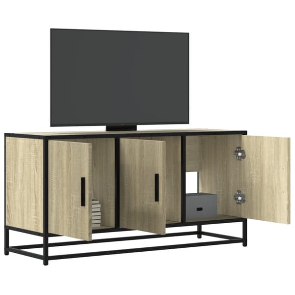 Tv-bänk sonoma-ek 100x35x50 cm konstruerat trä och metall