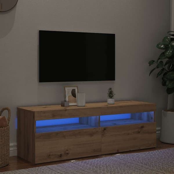TV-bänk med LED-lampor artisan ek 120x35x40 cm konstruerat trä