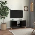 Miniatyrbild 1 av 2: TV-bänk med massiva ben svart 103,5x35x50 cm
