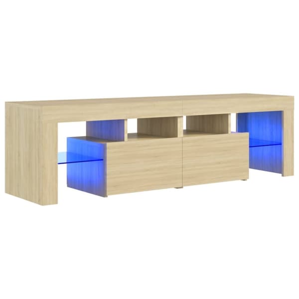 Tv-bänk med LED-belysning sonoma-ek 140x36,5x40 cm