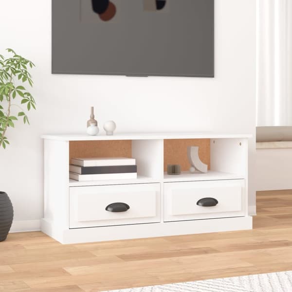 Tv-bänk vit 93x35,5x45 cm konstruerat trä