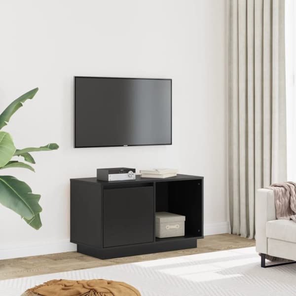 Tv-bänk svart 74x35x44 cm massiv furu