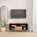 Miniatyrbild 1 av 2: Tv-bänk brun och svart 100x33,5x46 cm massivt mangoträ