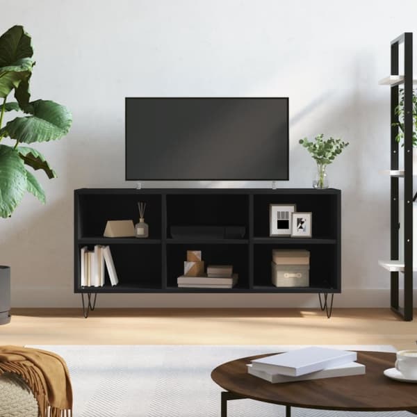 Tv-bänk svart 103,5x30x50 cm konstruerat trä