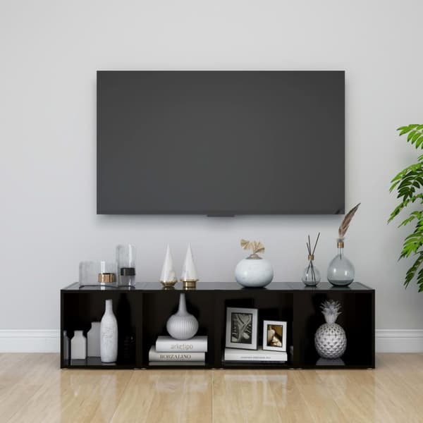 TV-bänk 4 st svart 37x35x37 cm konstruerat trä