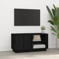 Miniatyrbild 1 av 2: Tv-bänk svart 80x35x40,5 cm massiv furu