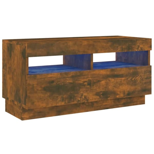 Tv-bänk med LED-belysning rökfärgad ek 80x35x40 cm