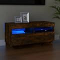 Miniatyrbild 1 av 2: Tv-bänk med LED-belysning rökfärgad ek 80x35x40 cm