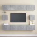 Miniatyrbild 1 av 2: TV-skåp 6 delar betonggrå konstruerat trä