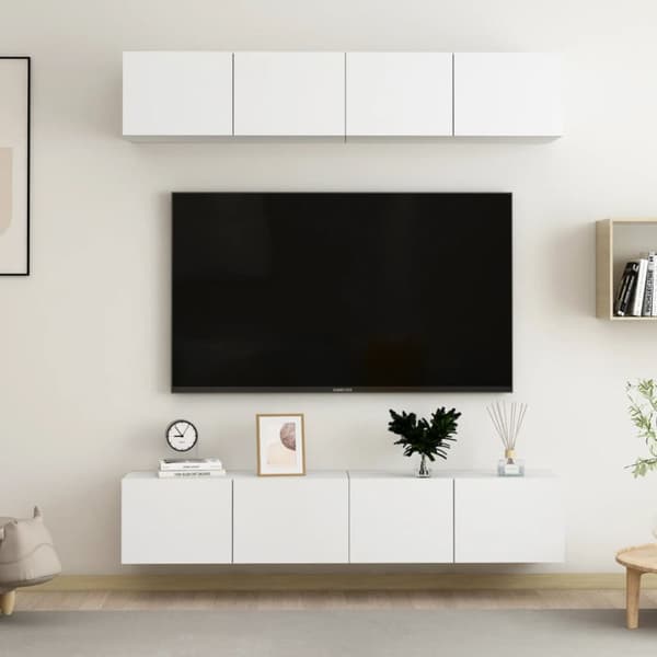 Tv-skåp 4 st vit 80x30x30 cm konstruerat trä