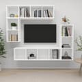 Miniatyrbild 1 av 2: Tv-bänk 4 delar vit konstruerat trä
