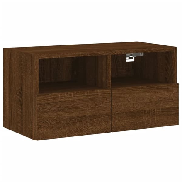 Väggmonterad tv-bänk brun ek 60x30x30 cm konstruerat trä