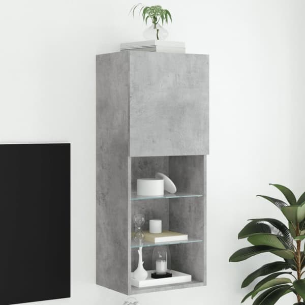 Tv-bänk med LED-belysning betonggrå 40,5x30x102 cm