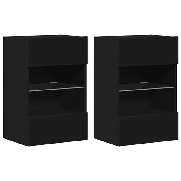 Väggmonterad tv-bänk LED 2 st svart 40x30x60,5 cm