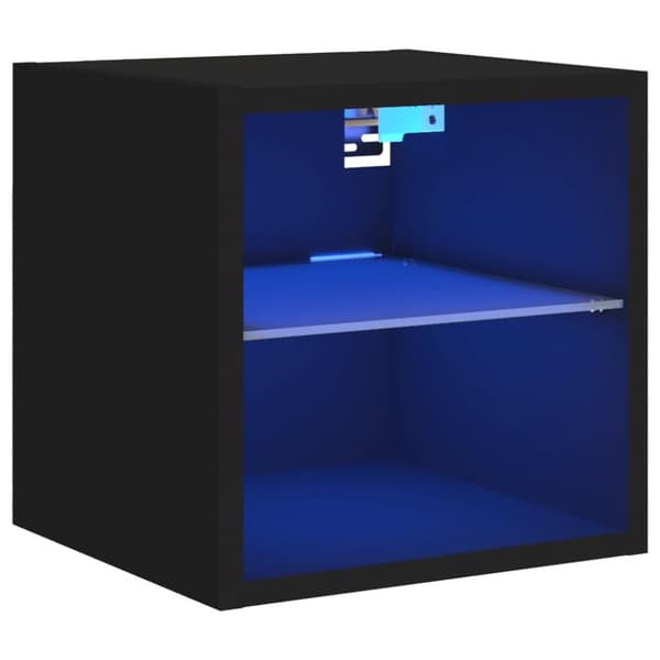 Väggmonterad tv-bänk LED svart 30x28,5x30 cm