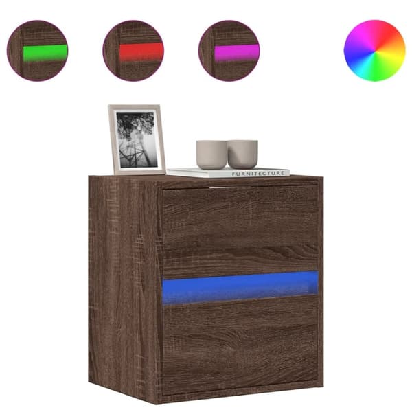 Väggmonterad tv-bänk LED brun ek 41x31x45 cm