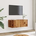 Miniatyrbild 1 av 2: Väggmonterad tv-bänk 2 st gammalt trä 80x30x30 cm