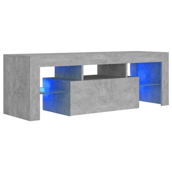 TV-bänk med LED-belysning betonggrå 120x35x40 cm